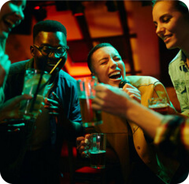 People vibing at event